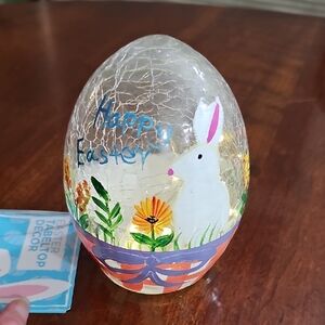 Decorative White Bunny Easter Egg Holiday Accent